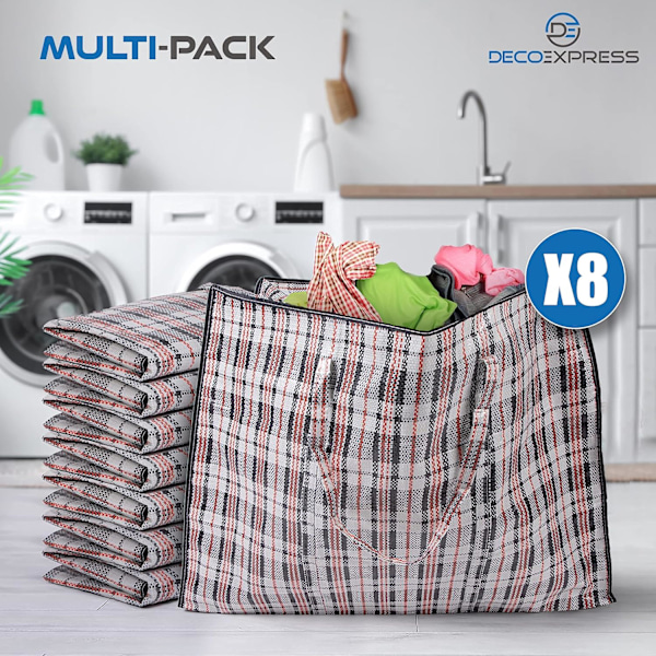 Stor Jumbo Taske Opbevaringspose Tøjopbevaring Flytning - Multipack (Pakke med 8 80*60*25)