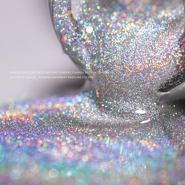 Holografiskt nagellack, glitter nagellack med sjöjungfrueffekt rosa nagellack, långvarigt nagellack polariserande glitter (7ml)