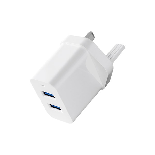 iPhone USB-plugg, Dobbel USB-laderpluggadapter UK 3-pinners strømlader med dobbel port