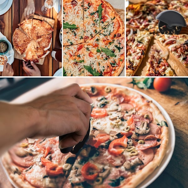 2 stk. rund pizzakutter, utskåret kjærlighetsdesign, rustfritt stål hjulskjærer, multifunksjonell pizzakutter