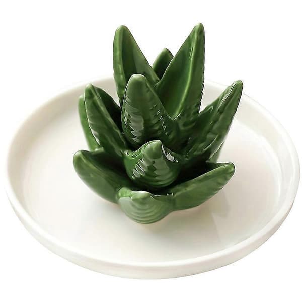 Aloe-Ringhållare Smyckesbricka Keramisk Kaktus-Ringfat