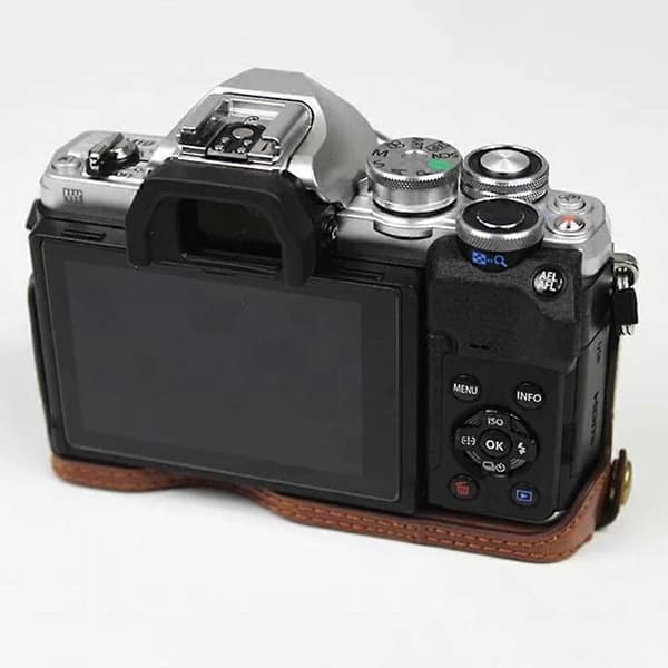 o7k Kameraväska för Olympus OM-D E-M10 Mark IV Läderbotten j0q Lätt att byta batteri - Cof