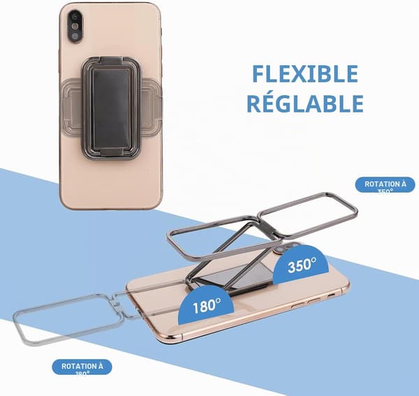 Mobiltelefon ringgrebsholder, mobiltelefonring, 360° roterende metaltilbehør, foldbar stander til