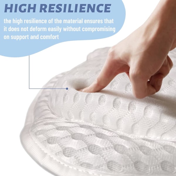 Badkudde för Huvud och Nacke, Ergonomisk 4D Air Mesh, Lyxig Vattentät Badkudde med 6 Kraftfulla Sugkoppar