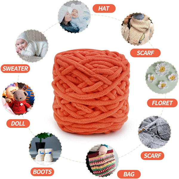 Stickgarn 4xStickgarn för Virkning, Mjuk Chunky Garn för Garnprojekt orange