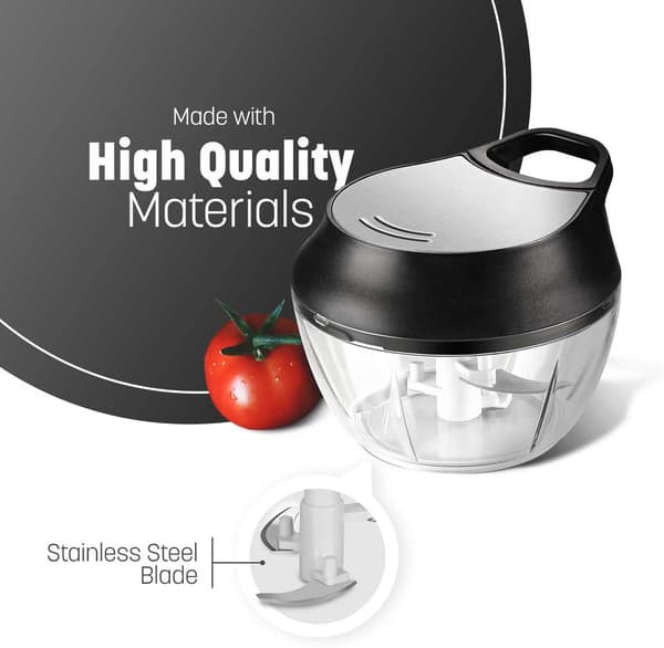 Manuel fødevarehakker med rustfri stålblade, foodprocessor til grøntsager, kød, fjerkræ, løg, nødder