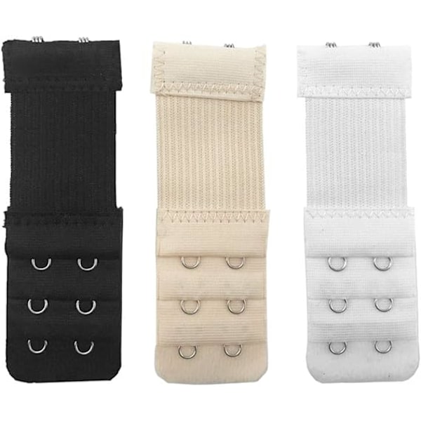 Pakke med 3 BH-stroppforlengere Elastiske forlengersett 2 kroker (Hvit, svart og hudfarger) Style 2