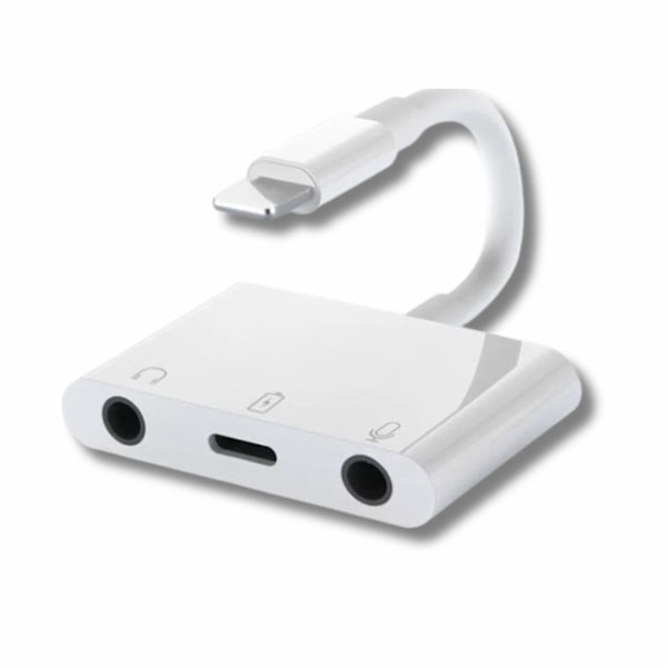 iPhone-adapter för hörlursuttag 3-i-1, Dubbel 3,5 mm hörlursadapter, iPhone-delare kompatibel med iPhone 14/13/12/11/XS/XS Max...