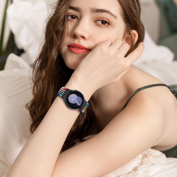 Flätat Galaxy Watch 7/6/5/4/FE-armband, One Click No Gap Classic-armband för kvinnor/män, stretchigt elastiskt tyg i nylon Sport Loop