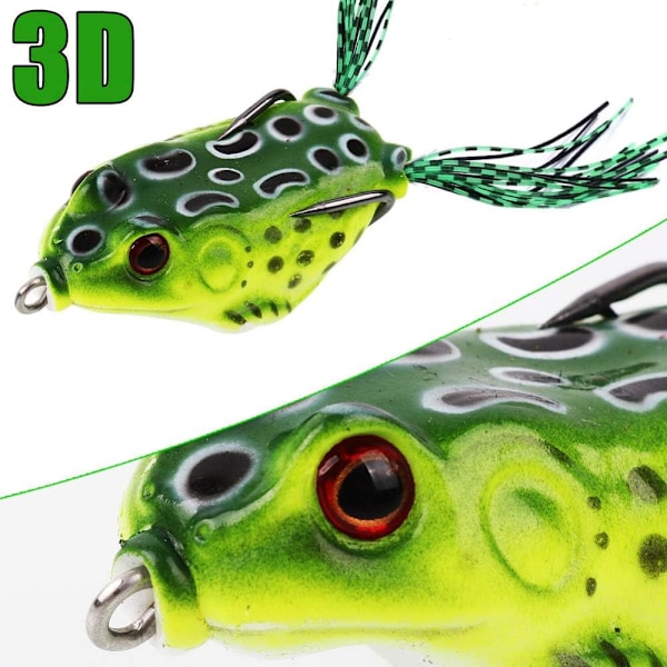 5 stk. Topwater Frø Lokkemad, Frø Fiskelokkemad Bløde Fiskekroge, Hul Krop 3D Øjne Frø Lokkemad Ukrudtsfri Swimbait med Krog