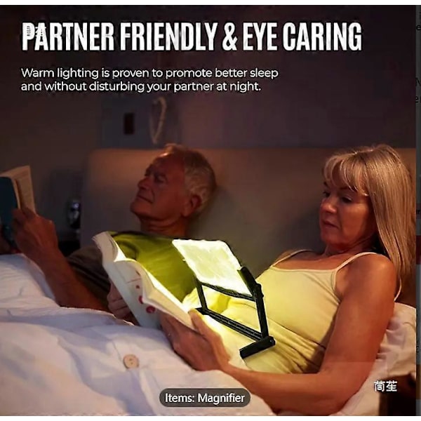 Forstørrelsesglas med lys, genopladelig LED-sidemagnifier 4X
