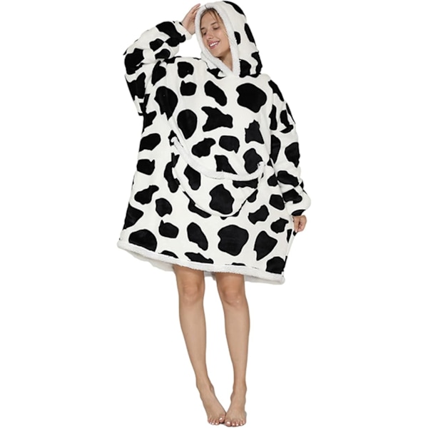 Oversized Blanket Hoodie, Sherpa Fleece Brukbar Teppe Hoodie for Kvinner Menn, Myk og Varm Hettegenser Voksne