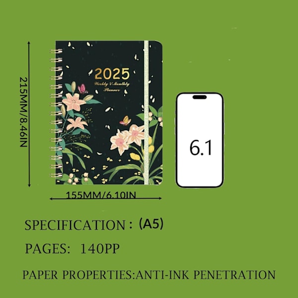 2025 Vecko- och Månadsplanerare, Inkluderar Månadsplanerare 2025 och Veckovisa Planer, Januari 2025 - December 2025, Anti-Blödande Bläck