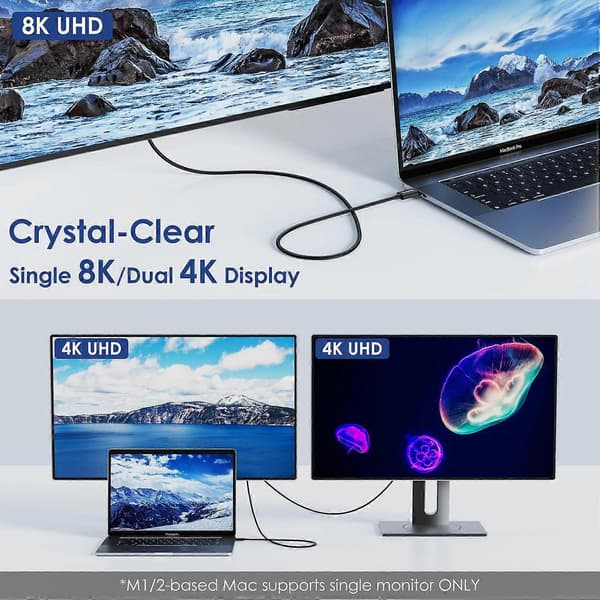WAVLINK T4C7P til MacBook Pro/Air Ekstern SSD eGPU 40 Gbps Dataoverførsel Thunderbolt 4-kabel