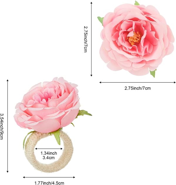 Blomster Servietringe Sæt, 6 Stykker Håndlavede Rose Blomster Servietringe, Bordpynt til Middagsbordet, Servietholder