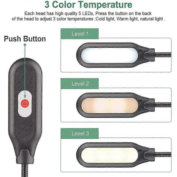 Clip-on boklampe/leselys/clip-lampe med 10 LED-lys for øyebeskyttelse