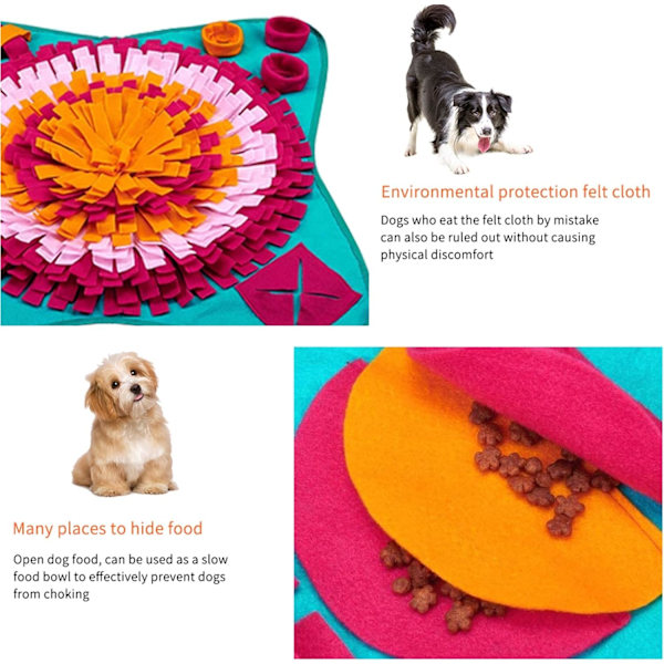 Snusemåtte til Hunde, Hundetræningsmåtter Hundepuslespil Legetøj Langsom Fodermåtte (70 * 70 cm) (Blå)