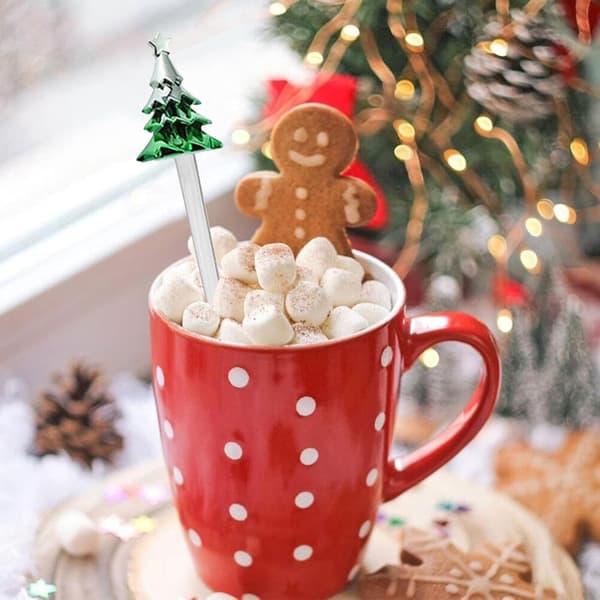 Julebestik, Rustfrit Stål Jule Ske Sæt, Julebordsservice, Jule Kaffeskeer, Dessert Skeer