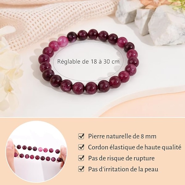Gave til kvinner Natursteinarmbånd for kvinner Original gaveidé til tenåringsjenter Julegaver til kvinner Bursdagsgave (Lilla)