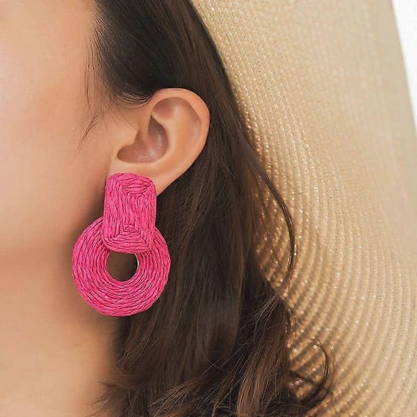 Statement Raffia Øreringe Søde Boho Øreringe Rattan Dingle Øreringe