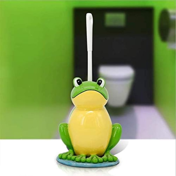 Kompakt toiletbørste badeværelse nyhed toiletbørsteholder tegneserie frø harpiks toiletbørstesæt Style 3