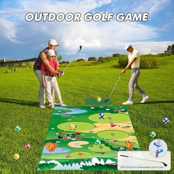 Golf Chipping Game Mat med Klubba, Inomhus Utomhus Spel för Vuxna och Familj Barn Utomhus Lekutrustning Stick Chip Spel Inomhus Golf Set