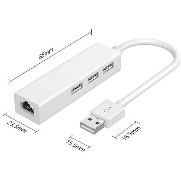 USB A till 3 x USB A och RJ45 Ethernet LAN-adapterkabelhubb Mac USB-A nätverkskabel för bärbar dator, PC, MacBook