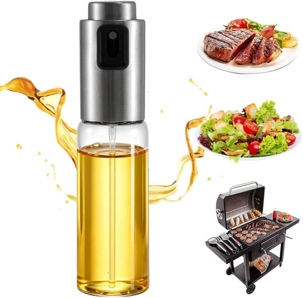 1 oliesprøjte, 100 ml, 4,3 x 18,3 cm, rustfrit stål, glas, køkkentilbehør