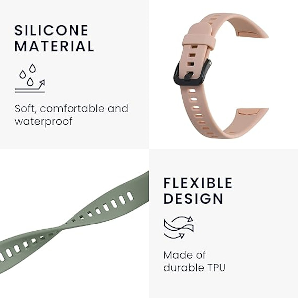 Remmar Kompatibla med Huawei Band 6 Remmar - 2x Ersättning Silikonklockarmband - dammig rosa / pastellgrön