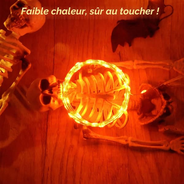 Batteridrivna ljusslingor (6-pack), 2 meter långa, 20 mini-LED, idealiska för att dekorera flaskor, jul, halloween (orange)