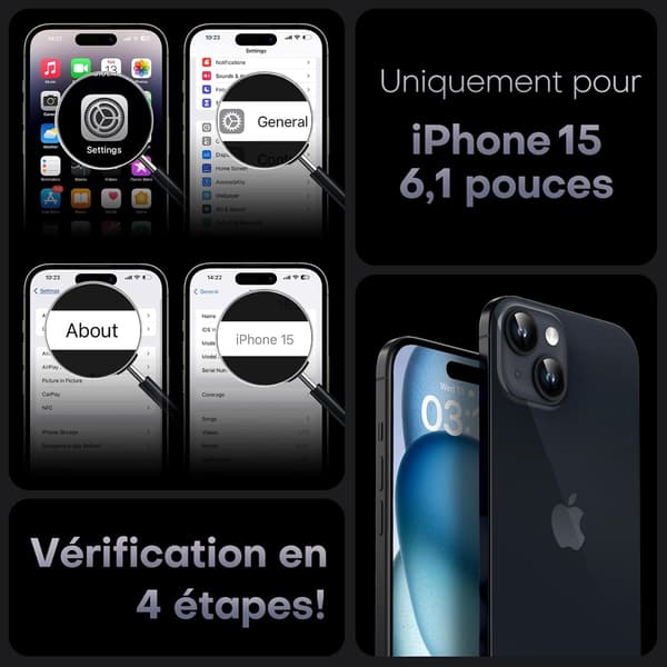 iPhone 15-deksel, kompatibel med MagSafe, svart