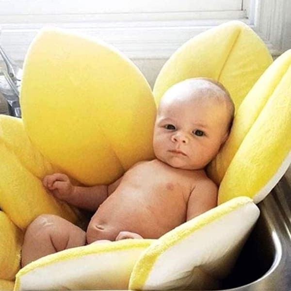 Baby badstöd blomma kudde dyna vikbar badkar solrosmatta snabb torkning halkfri säkerhetskudde