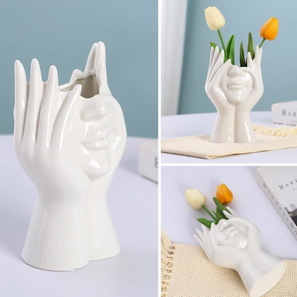Abstrakt Kunst Hodevase: Moderne Elegant Vase Kvinneform Hode Halv Menneskekropp Blomstervase Bohemsk Dekor