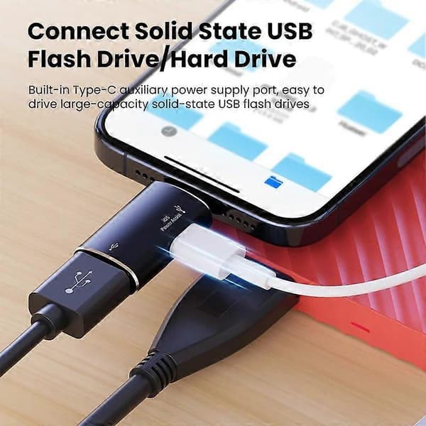 JS-103 iPhone iPad -liittimelle 7-nastainen uros USB+Type-C naaras OTG-sovitin - Hopea