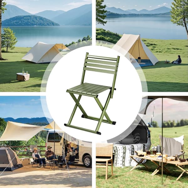 Sammenklappelig campingstol, ideel til vandreture, picnics og rejser, grøn