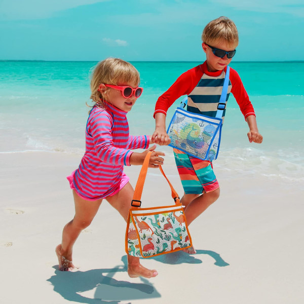 Mesh strandväska för barn, Beach Shell Bag Lätt utomhusförvaring Seashell, Swim Bag Mesh Tote Barn Beach Bags Beach Accessoarer
