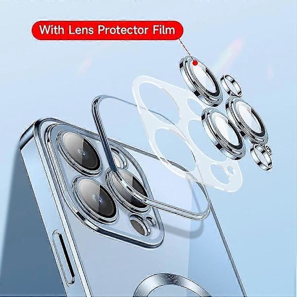 Magsafe Magnetiskt Skal Kompatibelt Med Iphone 14 Pro Max/14 Pro/14 Plus/14, Transparent Silikon Linsskydd