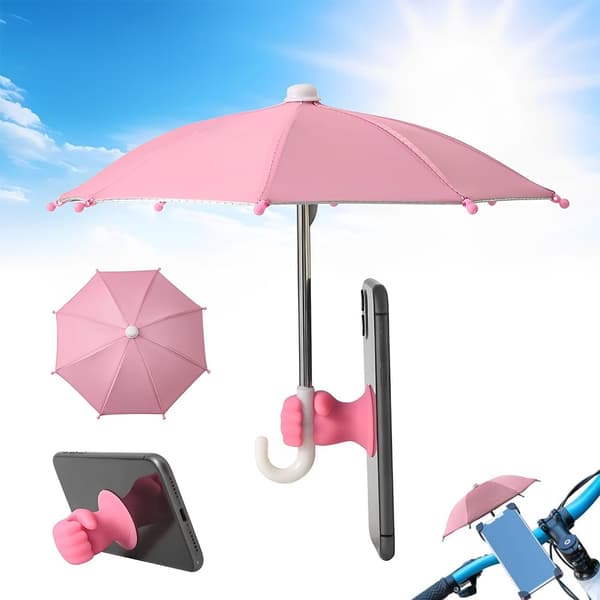 Rosa Bærbart Paraply - Mini Paraply med Sugekopp, Solparaply, UV-beskyttelse og Regnbeskyttelse.