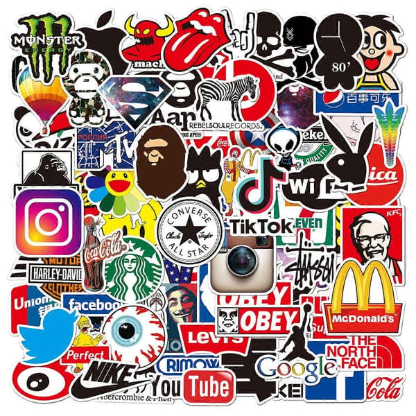 100 st Mode Graffiti Stickers Vattentät Laptop Bagage Skate multicolor