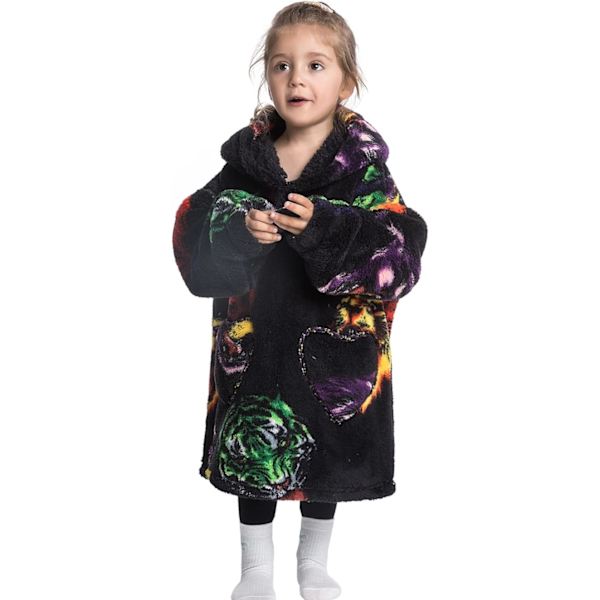 Lasten Oversized -huopa huppari, Pienten tyttöjen ja poikien pehmeä fleece hupullinen puettava huopa, pörröinen jättiläismäinen collegepaita taaperolle