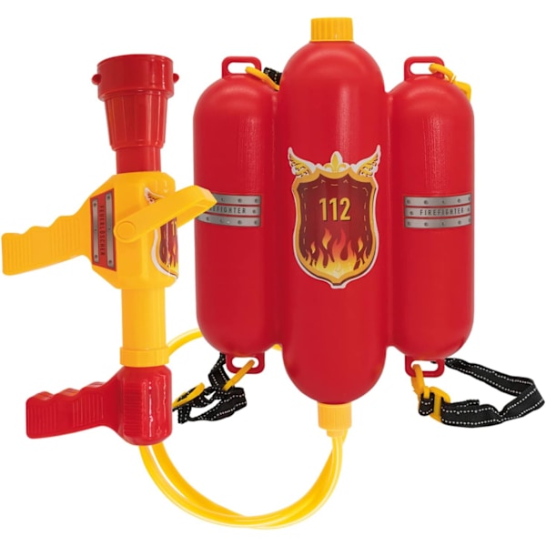 Brandmand Vandlanse, Størrelse ca. 40 cm med justerbar dyse, vandtank og skulderrem, Vandkamp, sommer, havefest