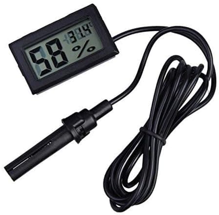 2-i-1 Digital LCD Termometer-Hygrometer med Ekstern Sensor – Velegnet til Akvarier og Fjerkrærugemaskiner – Sort