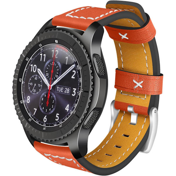 Kompatibel med Huawei Watch GT3/GT3 Pro 46mm Rem, 22mm Snabbkoppling Rem i Läder, Mjuk Sport Rem för Utbyte, Orange