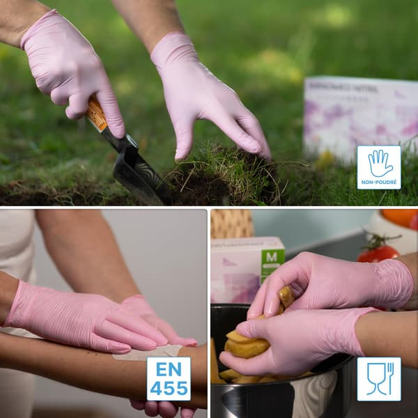 Nitrilhandsker Størrelse M Pink [100 stk] - Engangs Kirurgi & Laboratoriehandsker - Puderfri & Latex-fri Nitrilhandsker