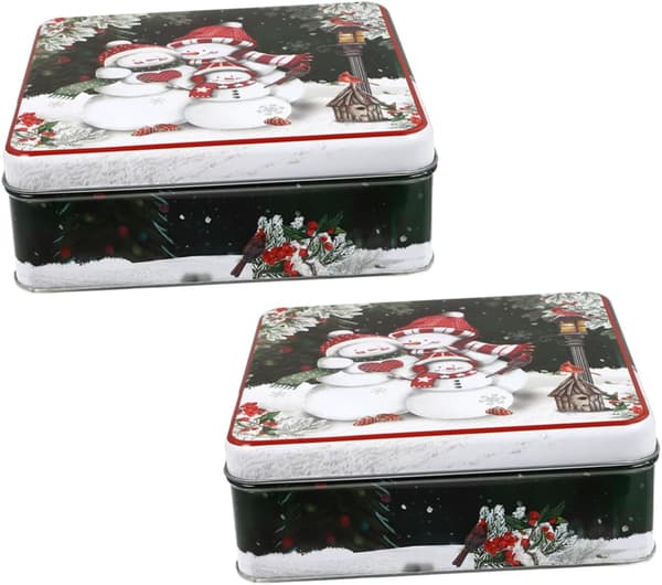 2 stk. julekagedåse blik Snowman Box 2 stk. Små dåser Jule dåser Søde krukke Snack Box