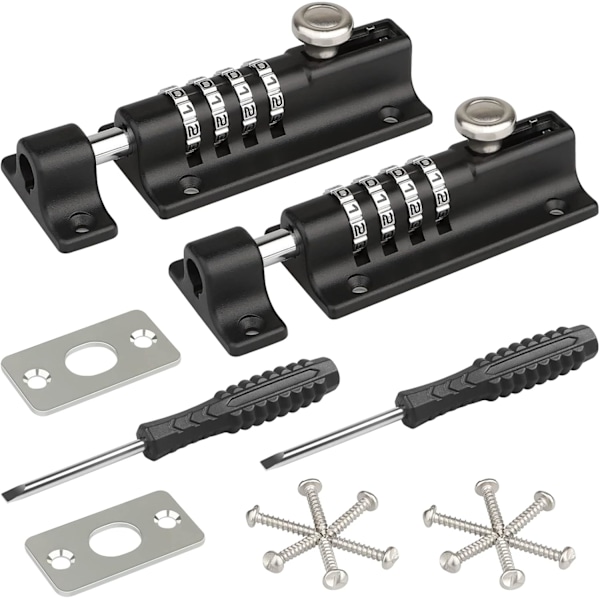 Kombinationslås, [2-pack] [Väderbeständig & Inbrottssäker] 120mm Combi-Bolt 4-siffrig Unik Kombinationslås, Förtjockad