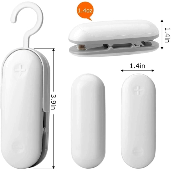 Mini Poseforsegler, Bærbar Varme Vakuumforsegler Plastforsegler, Chipsposeforsegler, 2 i 1 Mini Madforsegler