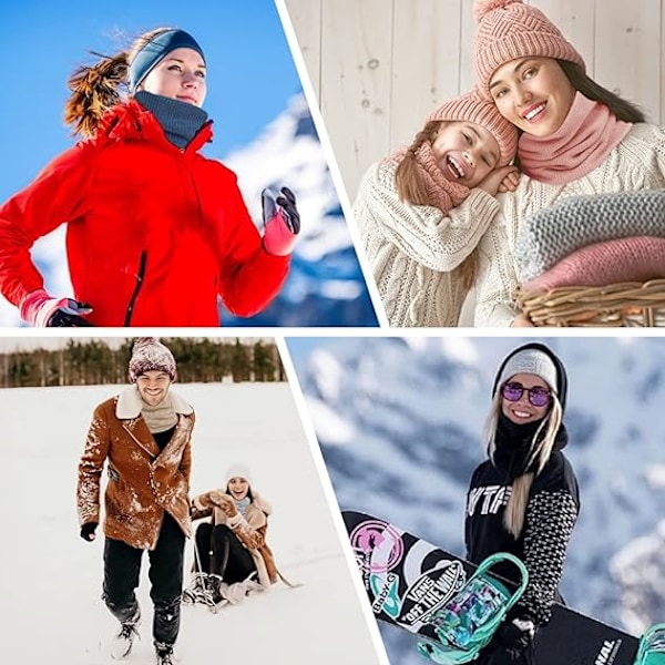 Snoods för Män Kvinnor Fleece Halsvärmare Unisex Tjock Stickad Cirkelhalsduk Vinter Varm Halskrage Ansiktsöverdrag - Cykling Löpning Black