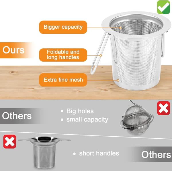 Te-infuser, te-si af rustfrit stål til kopper, te-infusere til løs te, te-si