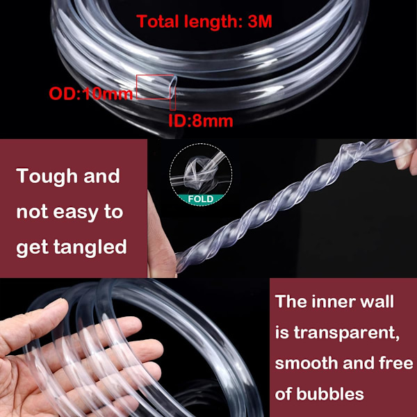 Mini børsteløs vannpumpe, superstillegående, egnet for akvarium/dam/fontene, etc. (+ med 3m lang PVC vannslange)